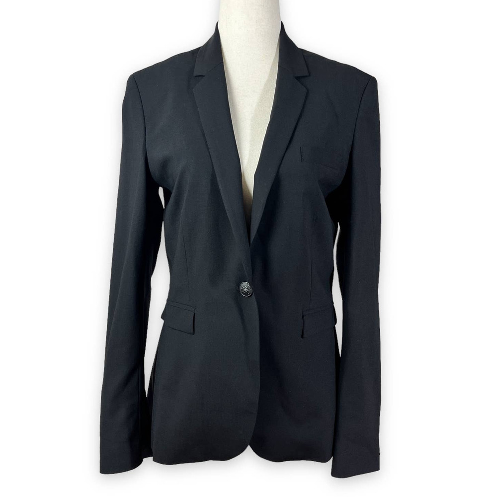 Rag & Bone Black Wool Blazer Single Button Notch Lapel Size 6 Classic Career